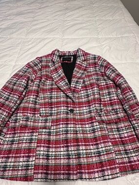 Women's Plaid Tweed Blazer Jacket